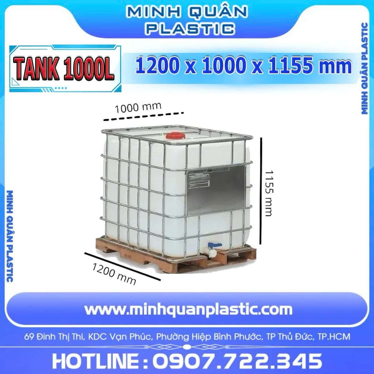 Tank Nhựa IBC 1000L Khung Thép