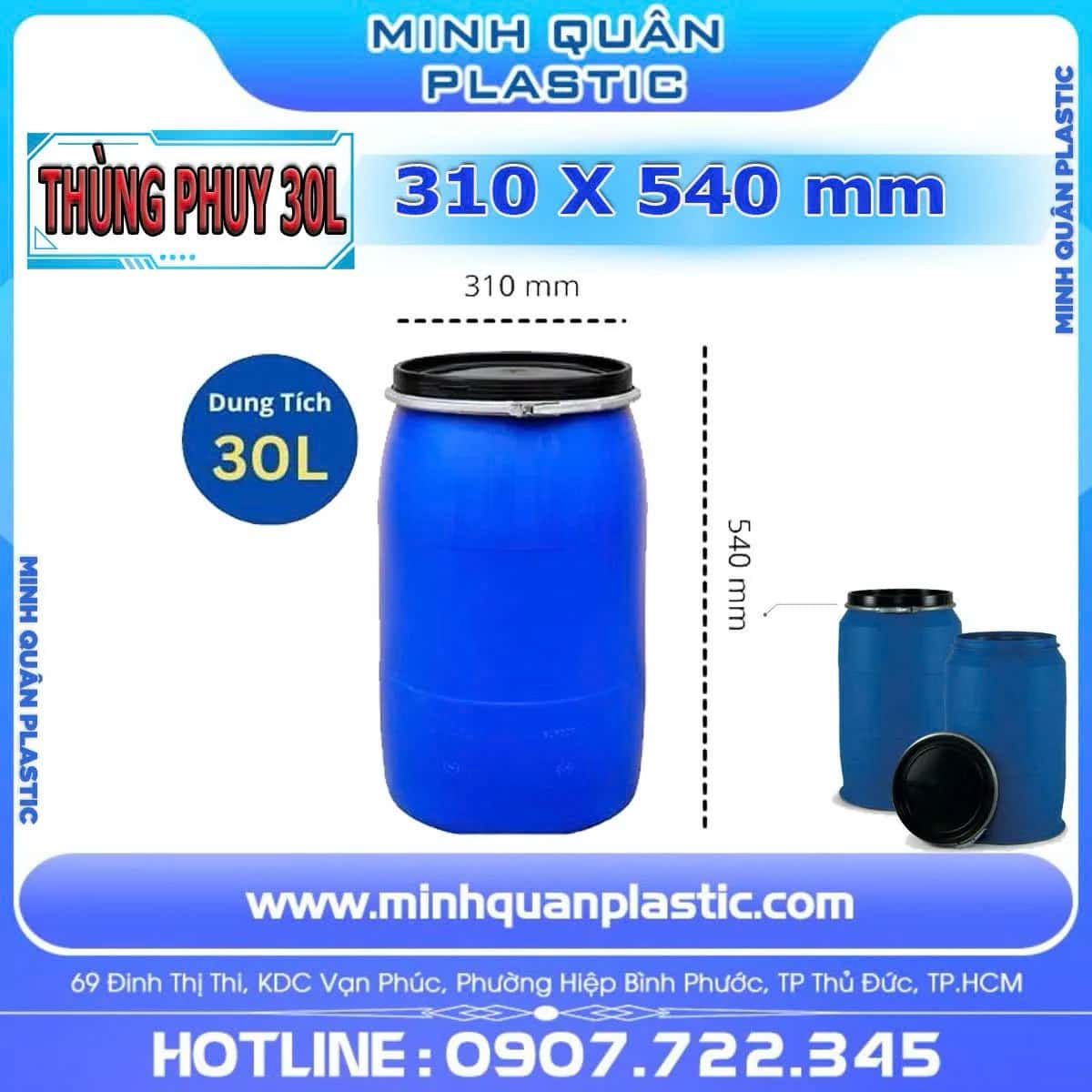 Thùng Phuy Nhựa Nắp Mở